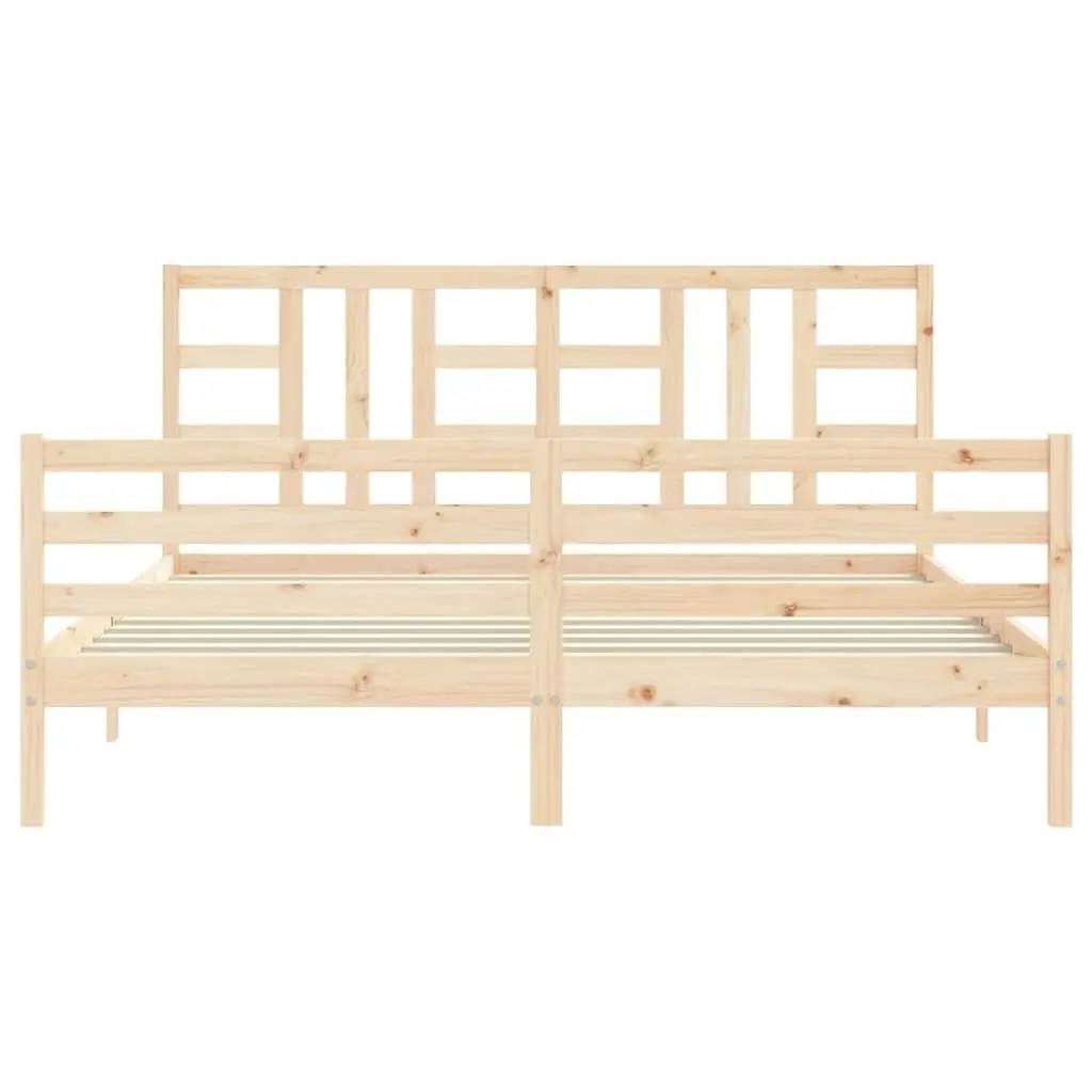 Bed Frame with Headboard 183x203 cm King Solid Wood 3193936