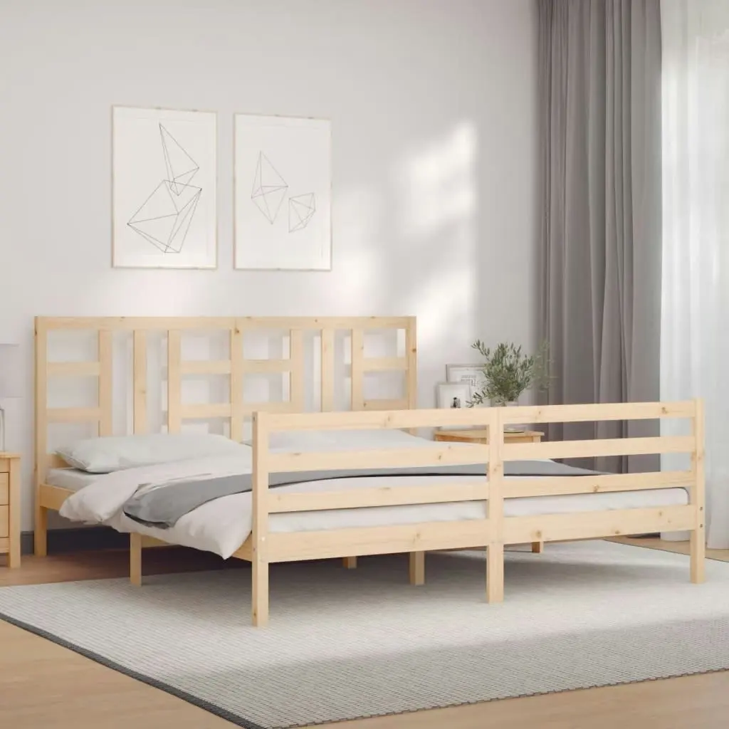 Bed Frame with Headboard 183x203 cm King Solid Wood 3193936