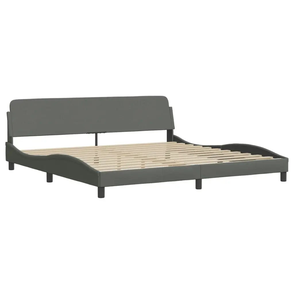 Bed Frame with Headboard Dark Grey 183x203 cm King Size Fabric 3208238