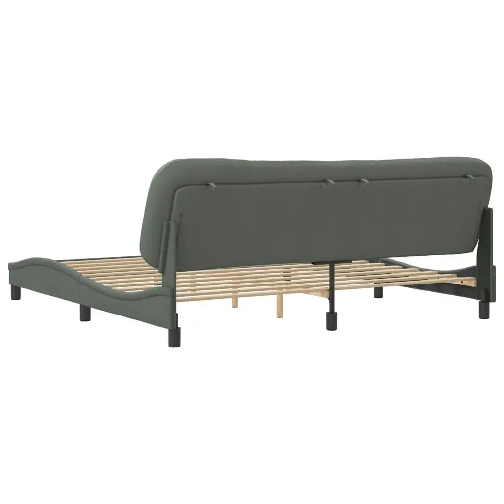 Bed Frame with Headboard Dark Grey 183x203 cm King Size Fabric 3208238