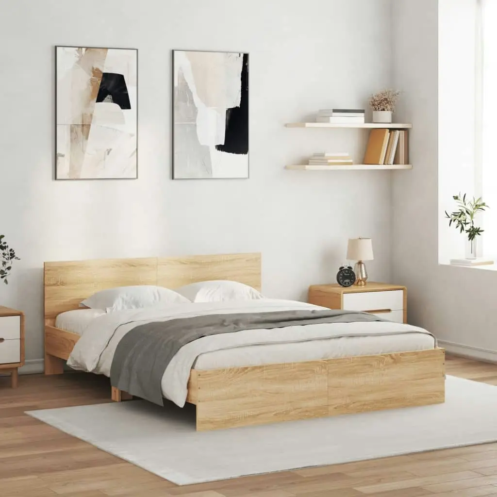 Bed Frame with Headboard Sonoma Oak 150x200 cm 3207478