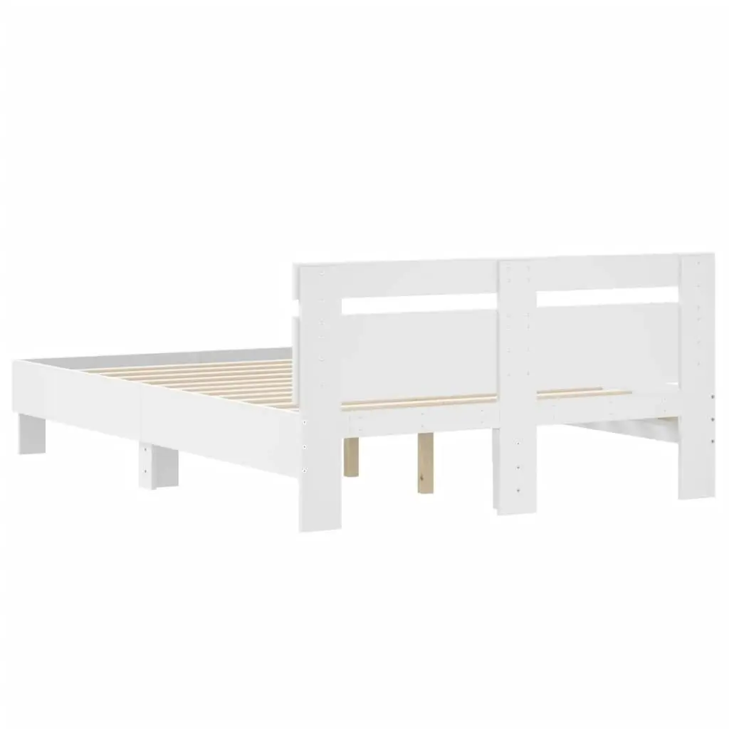 Bed Frame with Headboard White 135x190 cm Engineered Wood 3207441