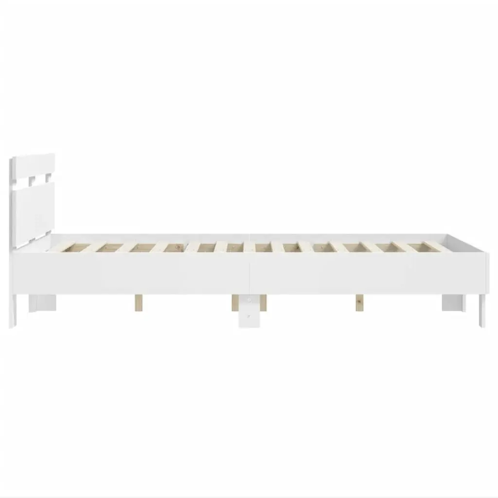 Bed Frame with Headboard White 135x190 cm Engineered Wood 3207441