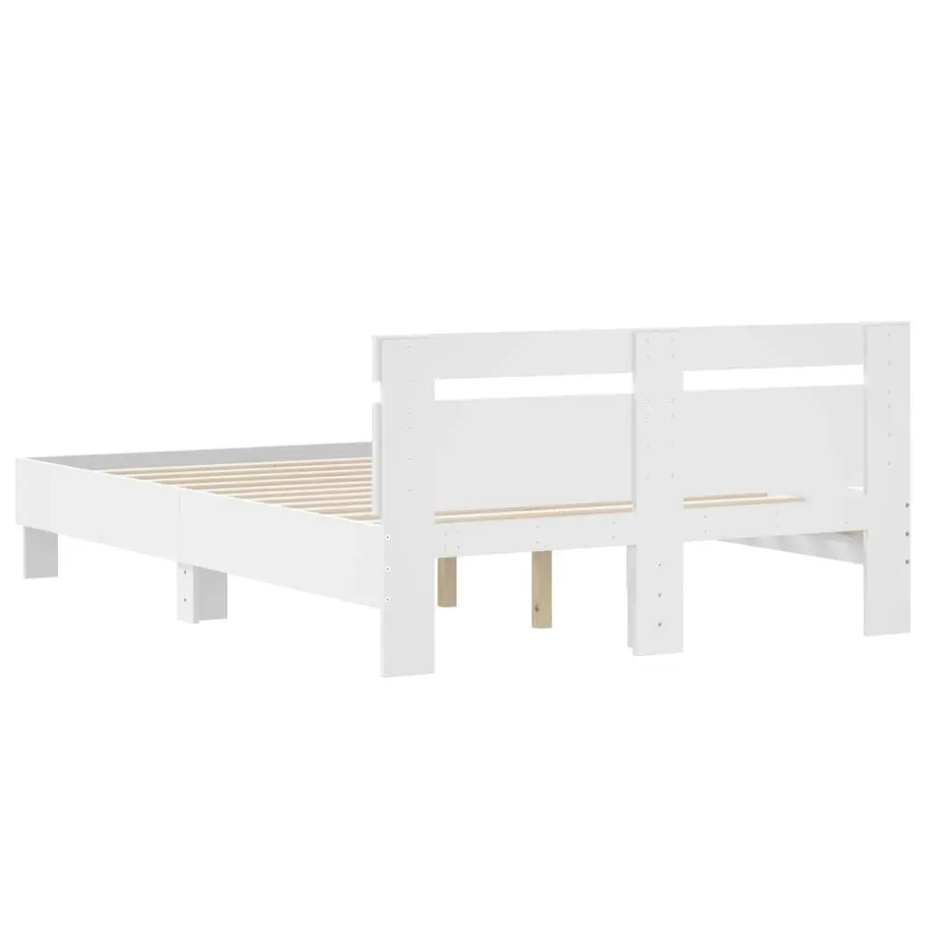 Bed Frame with Headboard White 135x190 cm Engineered Wood 3207441