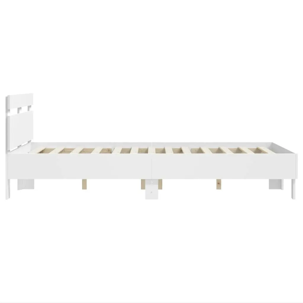 Bed Frame with Headboard White 135x190 cm Engineered Wood 3207441