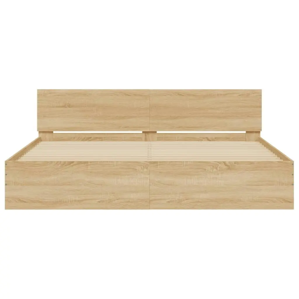 Bed Frame with Headboard Sonoma Oak 183x203 cm King Size 3207464