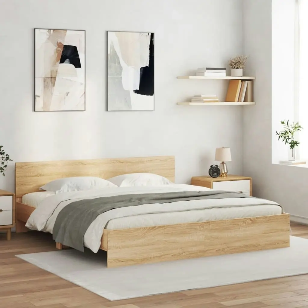 Bed Frame with Headboard Sonoma Oak 183x203 cm King Size 3207464