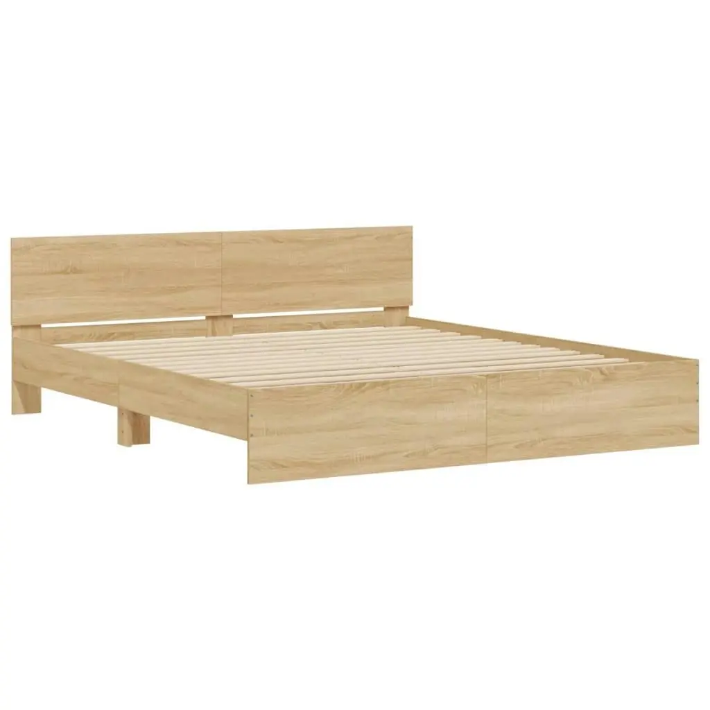 Bed Frame with Headboard Sonoma Oak 183x203 cm King Size 3207464