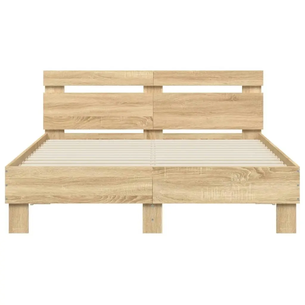 Bed Frame with Headboard Sonoma Oak 135x190 cm Engineered Wood 3207443