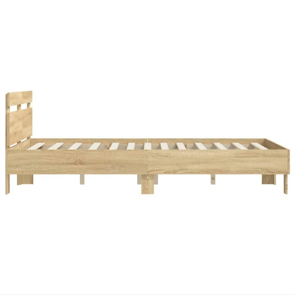 Bed Frame with Headboard Sonoma Oak 135x190 cm Engineered Wood 3207443