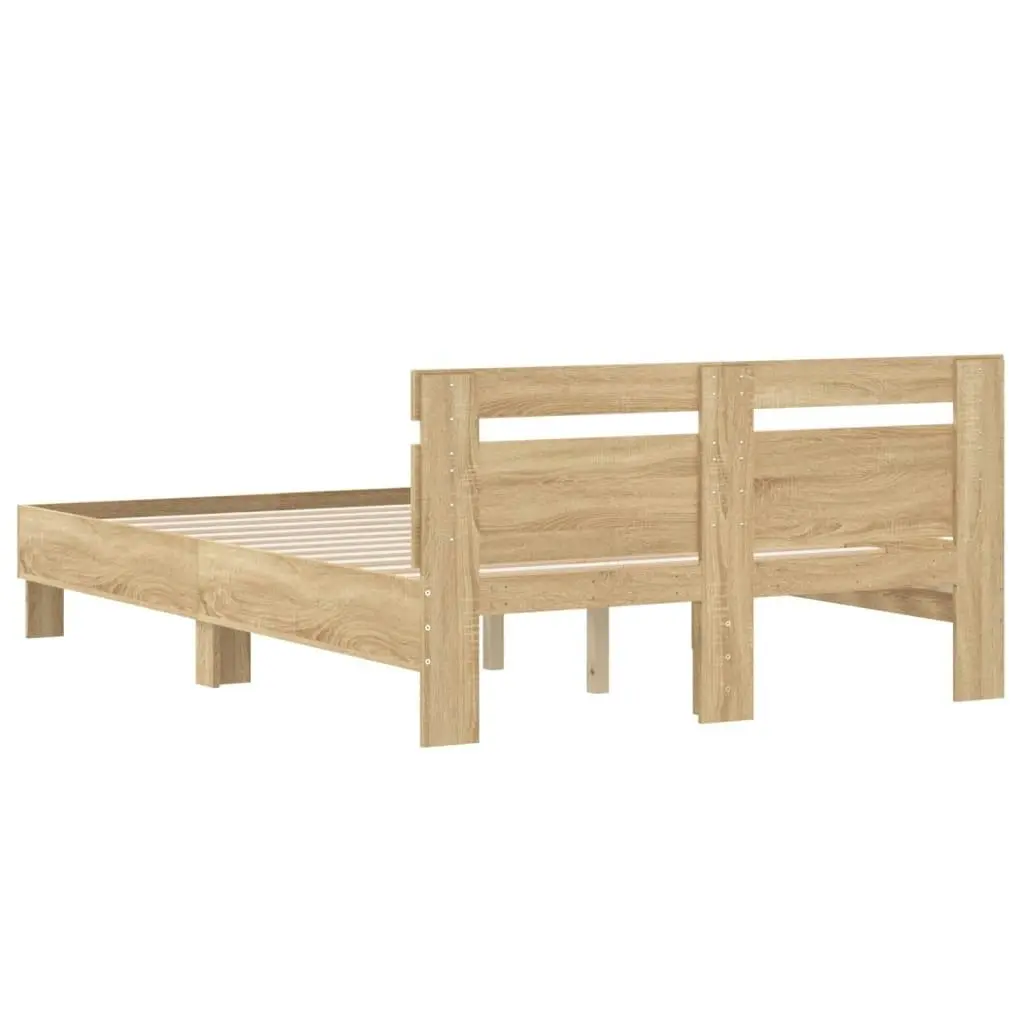 Bed Frame with Headboard Sonoma Oak 135x190 cm Engineered Wood 3207443