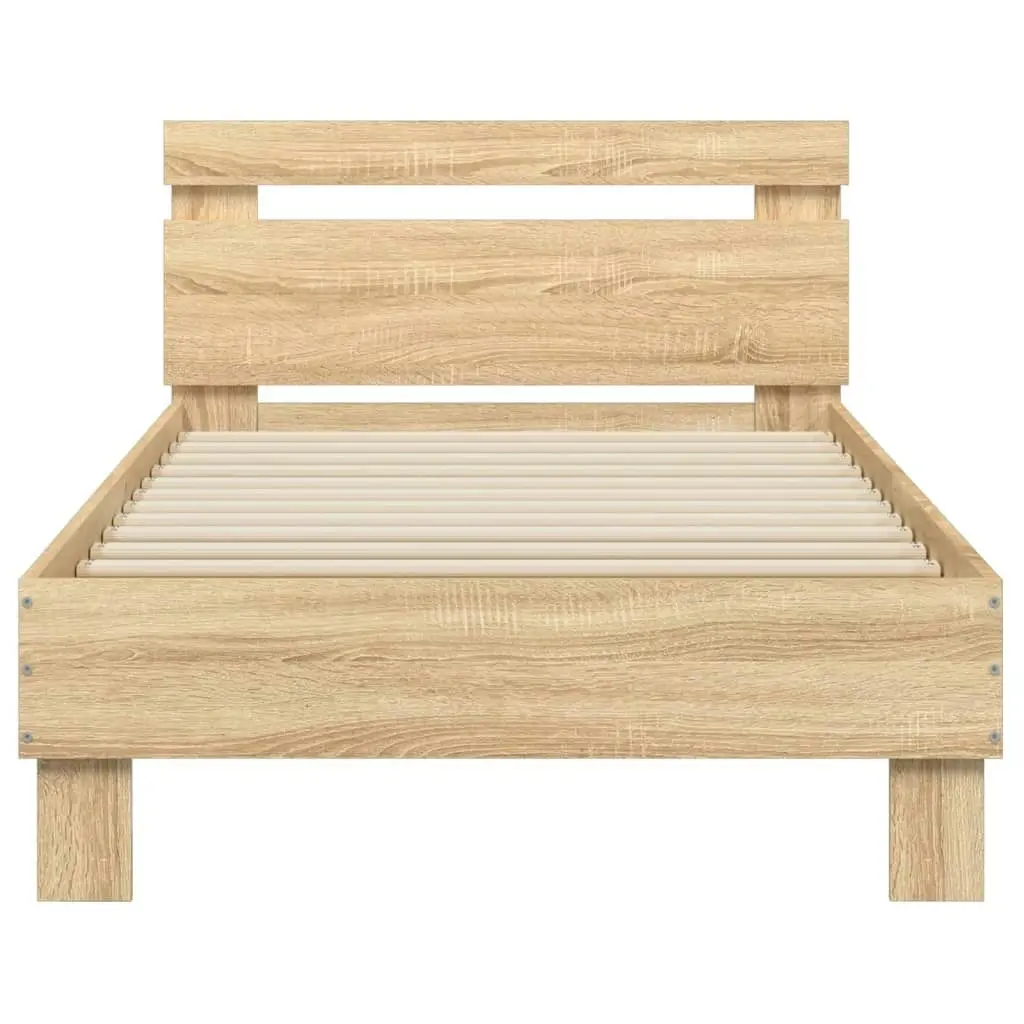 Bed Frame with Headboard Sonoma Oak 90x190 cm Engineered wood 838563