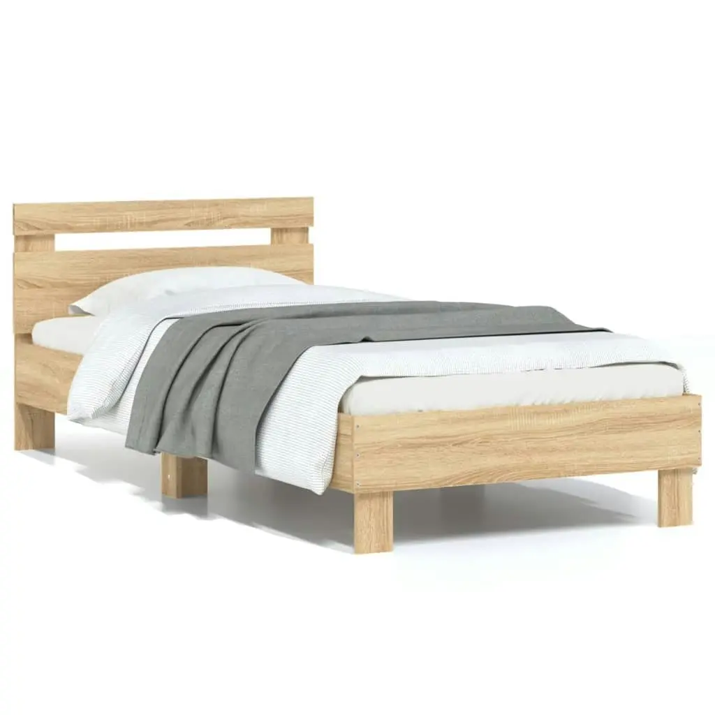 Bed Frame with Headboard Sonoma Oak 90x190 cm Engineered wood 838563