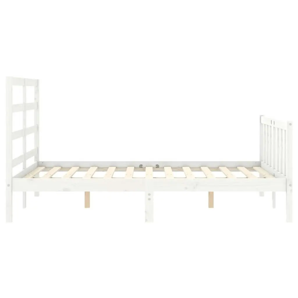 Bed Frame with Headboard White 137x187 cm Double Solid Wood 3191882