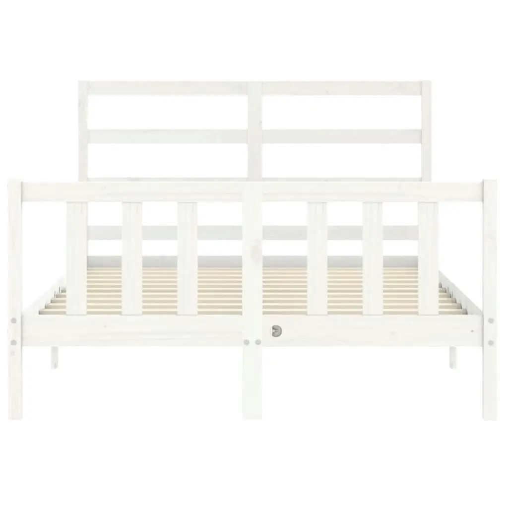 Bed Frame with Headboard White 137x187 cm Double Solid Wood 3191882