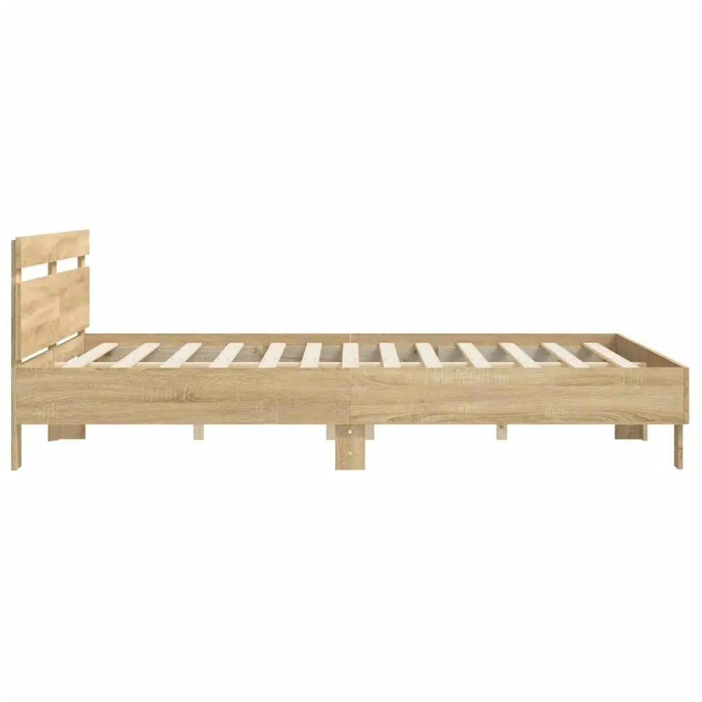 Bed Frame with Headboard Sonoma Oak 183x203 cm King Size Engineered Wood 3207401