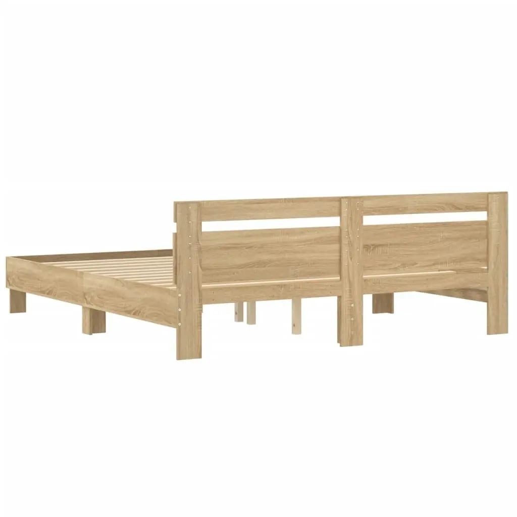 Bed Frame with Headboard Sonoma Oak 183x203 cm King Size Engineered Wood 3207401