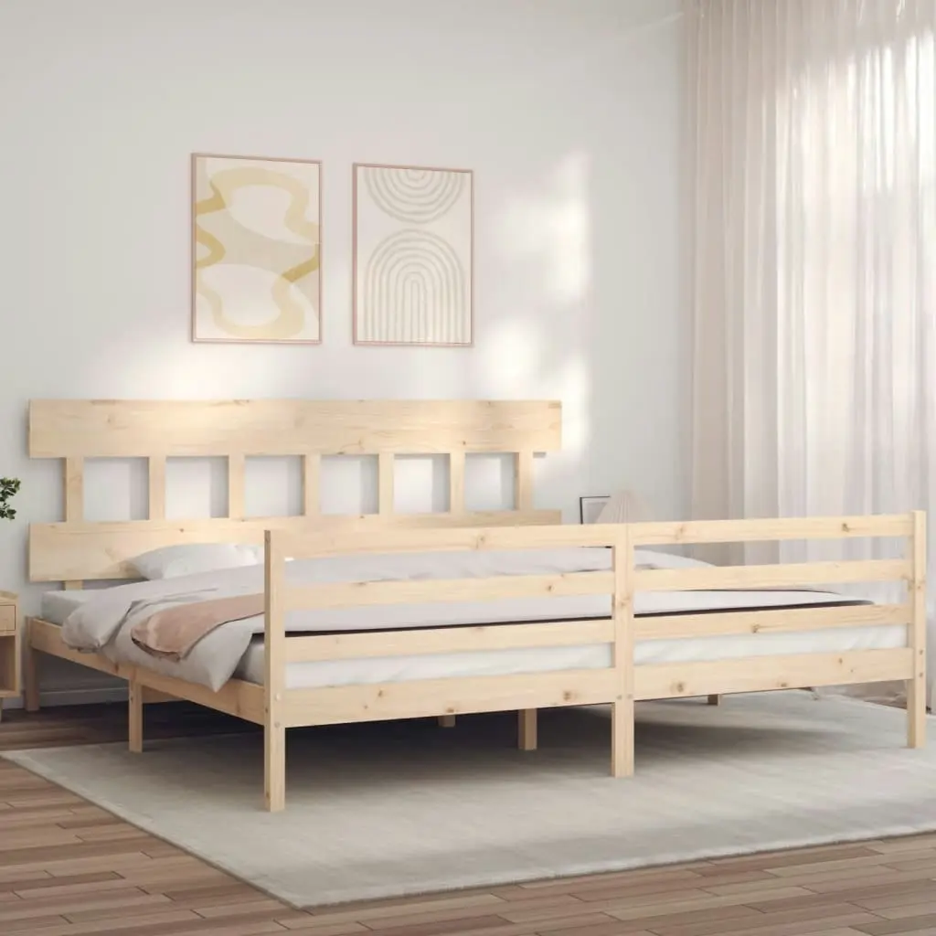 Bed Frame with Headboard 183x203 cm King Solid Wood 3195171