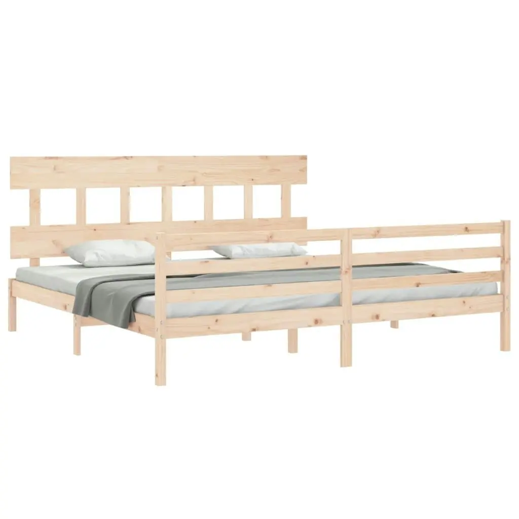 Bed Frame with Headboard 183x203 cm King Solid Wood 3195171