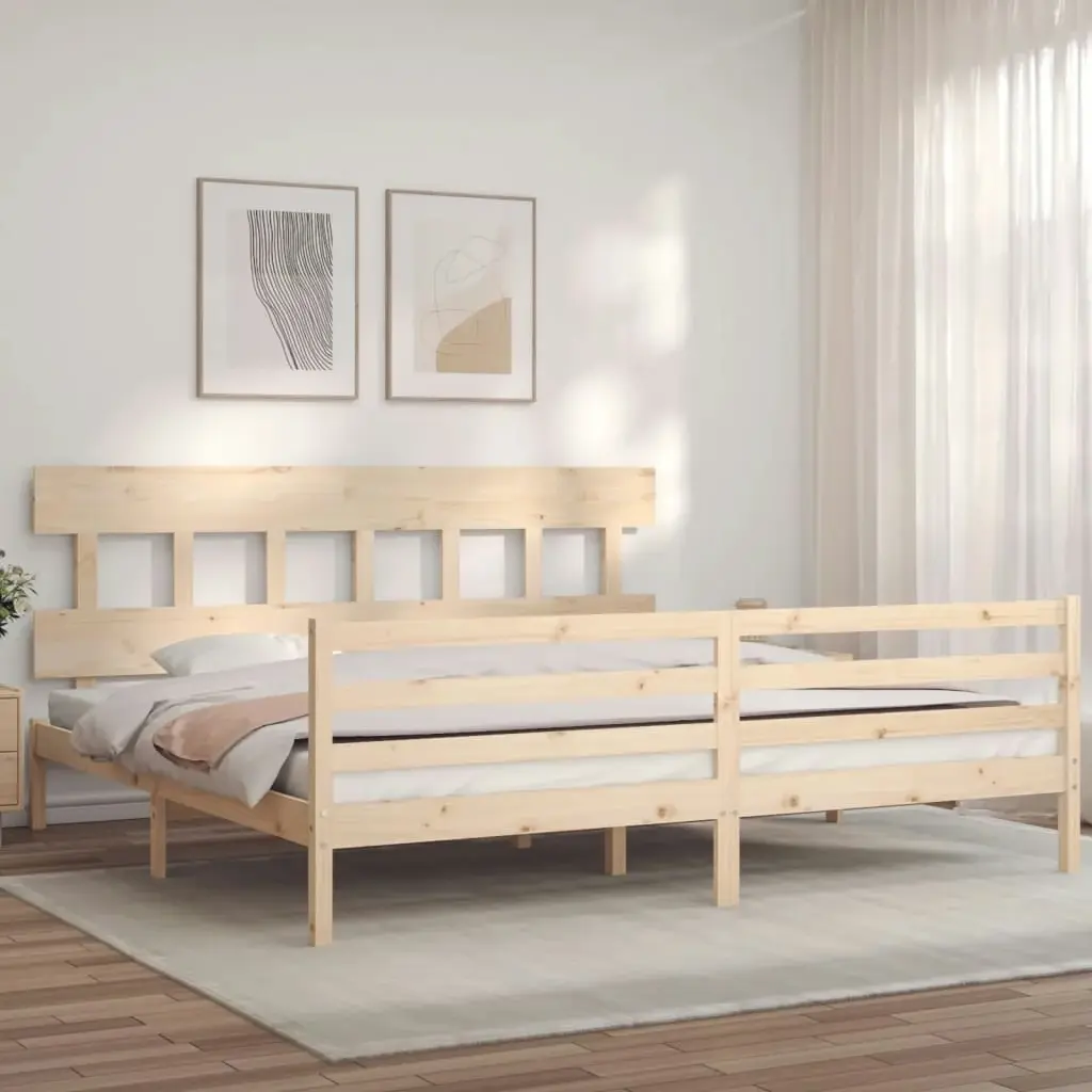 Bed Frame with Headboard 183x203 cm King Solid Wood 3195171