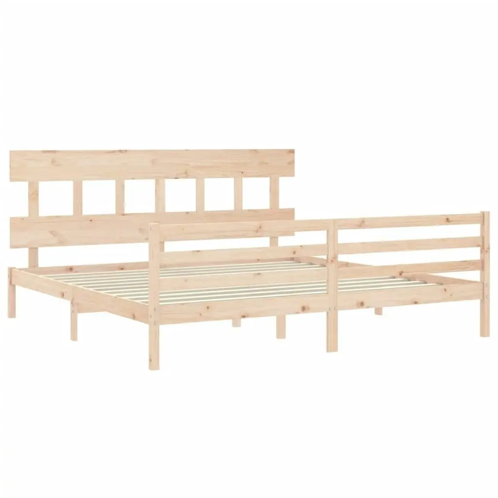 Bed Frame with Headboard 183x203 cm King Solid Wood 3195171