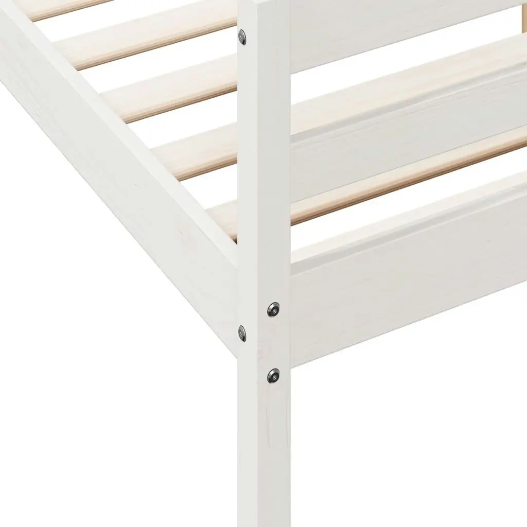 Bed Frame with Headboard White 137x187 cm Double Size Solid Wood Pine 842787