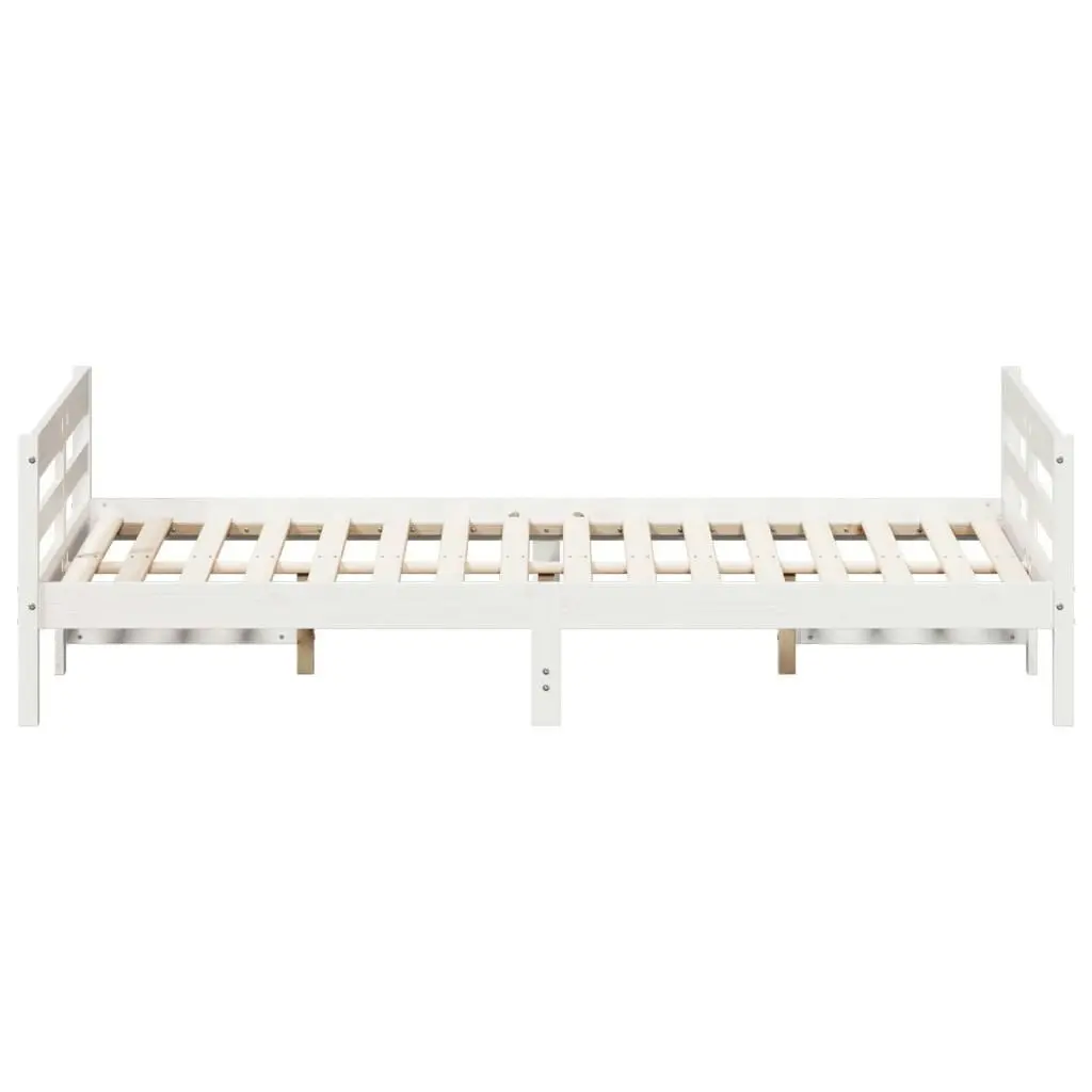 Bed Frame with Headboard White 137x187 cm Double Size Solid Wood Pine 842787