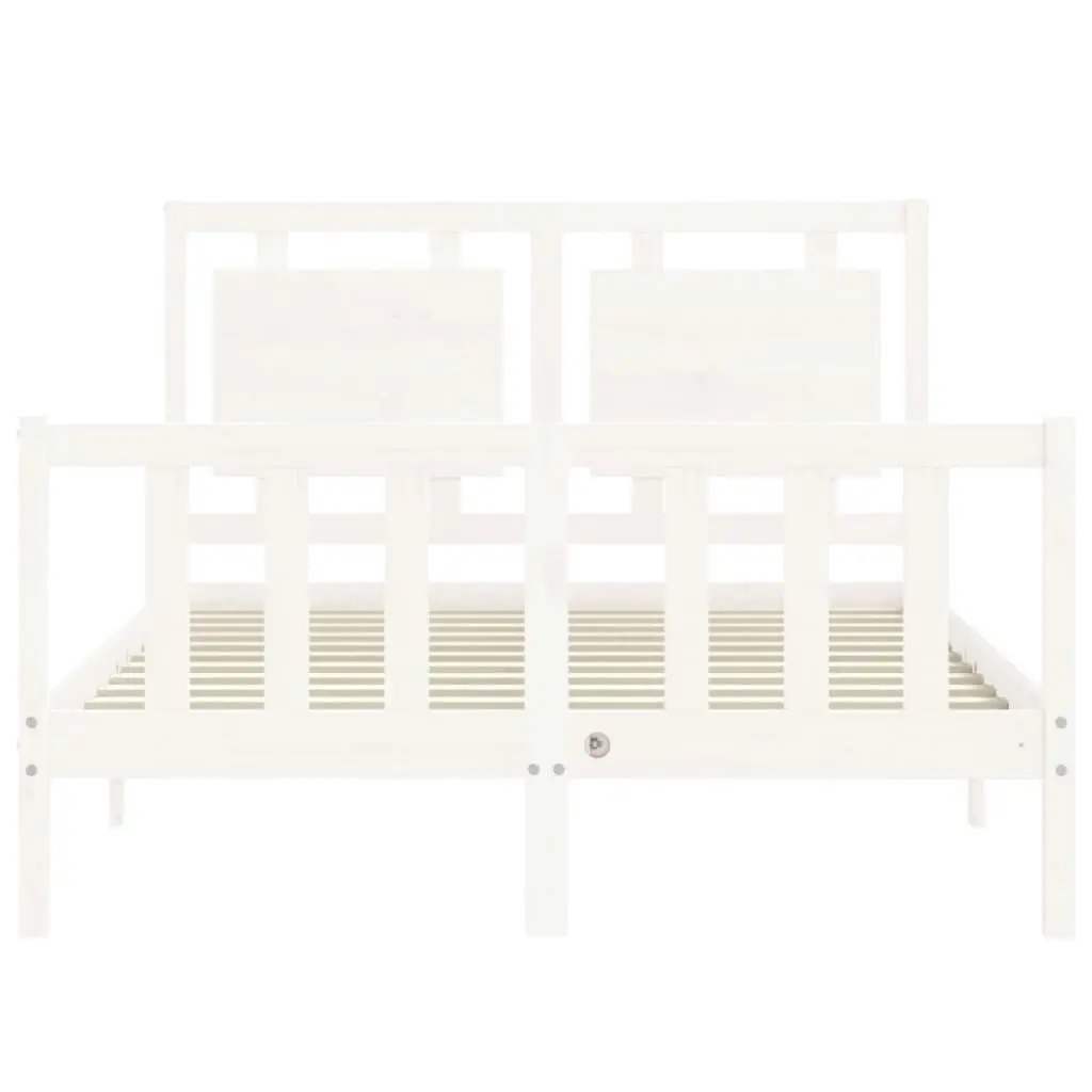 Bed Frame with Headboard White 137x187 cm Double Solid Wood 3192142