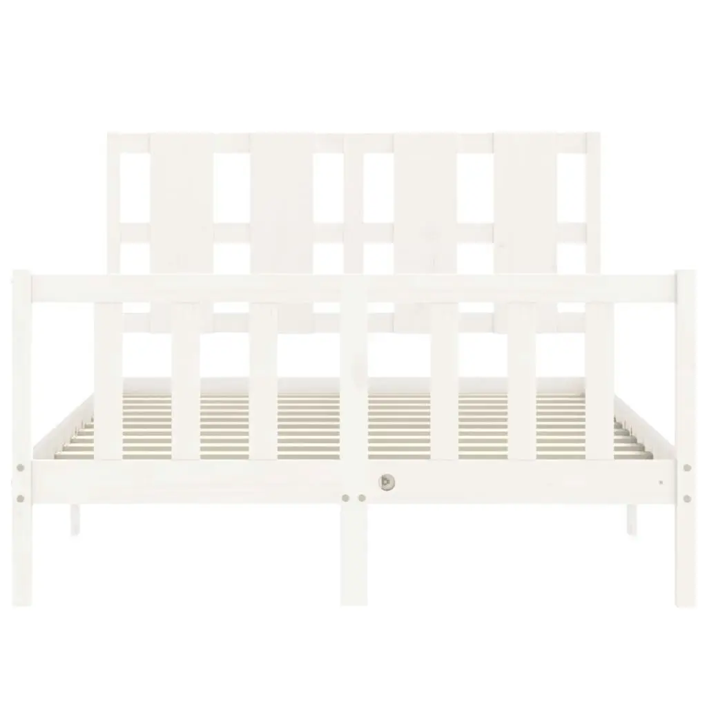 Bed Frame with Headboard White 137x187 cm Double Solid Wood 3192207