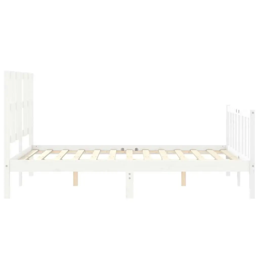 Bed Frame with Headboard White 137x187 cm Double Solid Wood 3192207