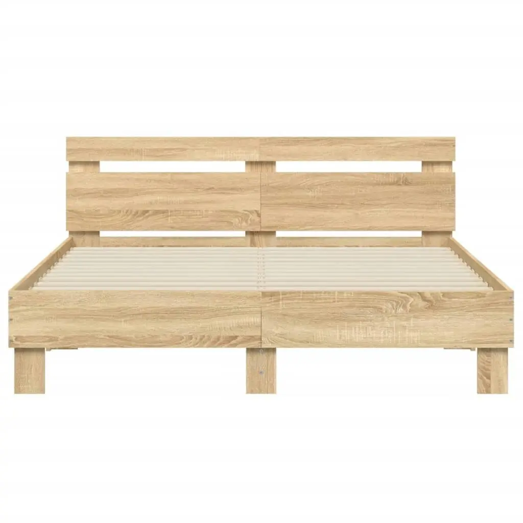 Bed Frame with Headboard Sonoma Oak 150x200 cm Engineered Wood 3207415