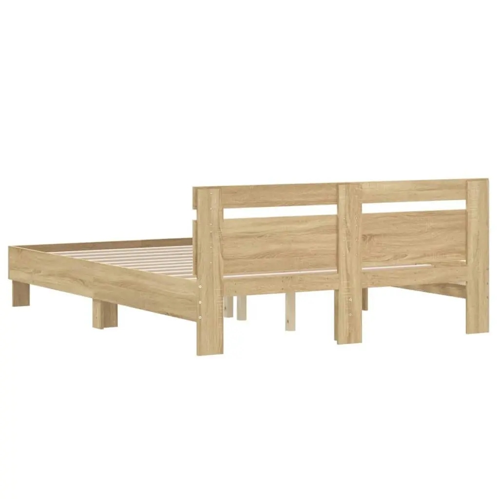 Bed Frame with Headboard Sonoma Oak 150x200 cm Engineered Wood 3207415