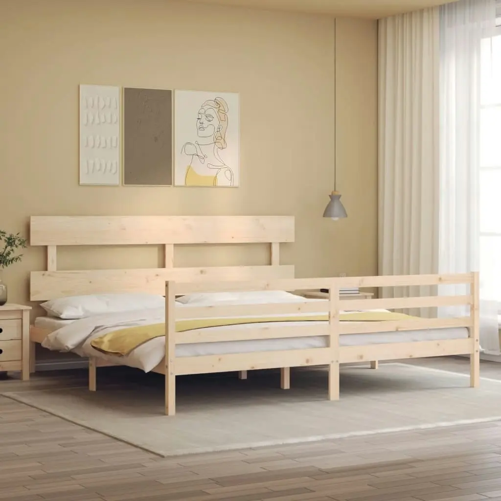 Bed Frame with Headboard 183x203 cm King Solid Wood 3195106