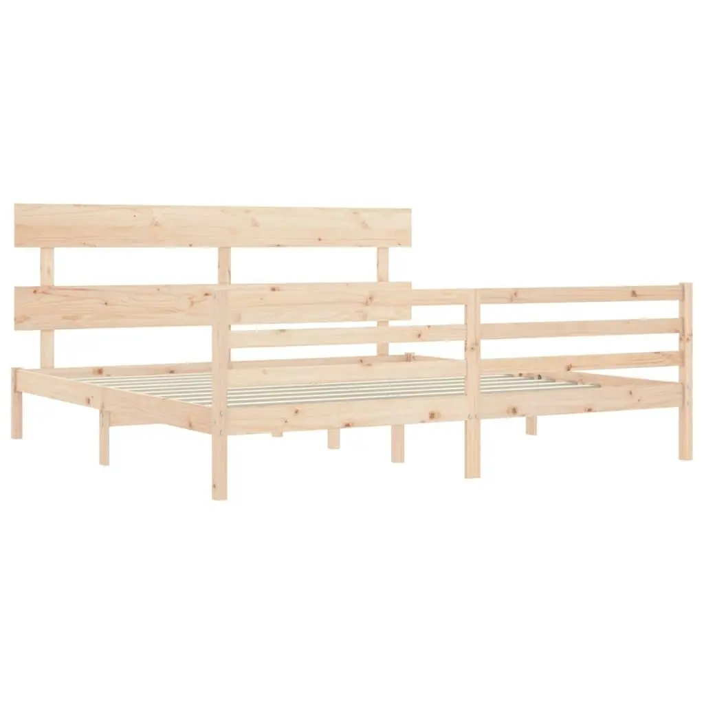 Bed Frame with Headboard 183x203 cm King Solid Wood 3195106