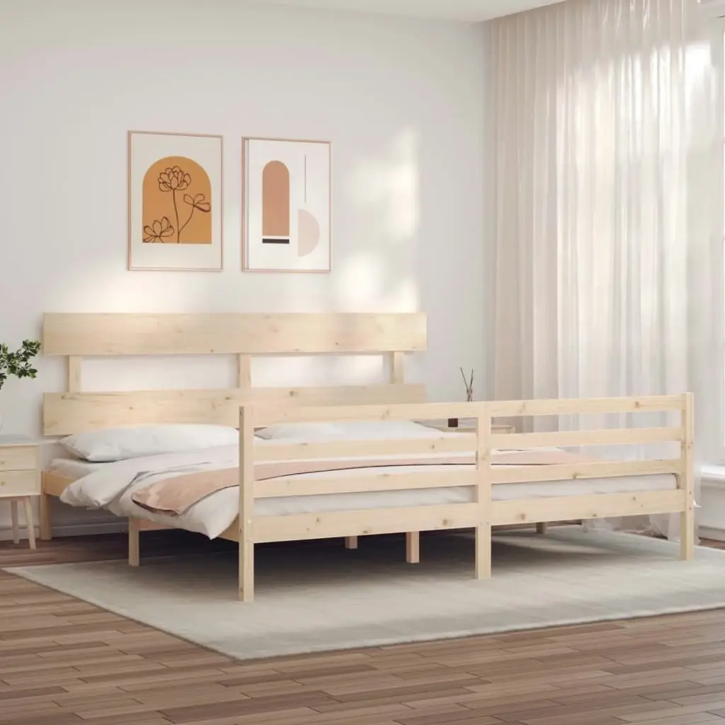 Bed Frame with Headboard 183x203 cm King Solid Wood 3195106