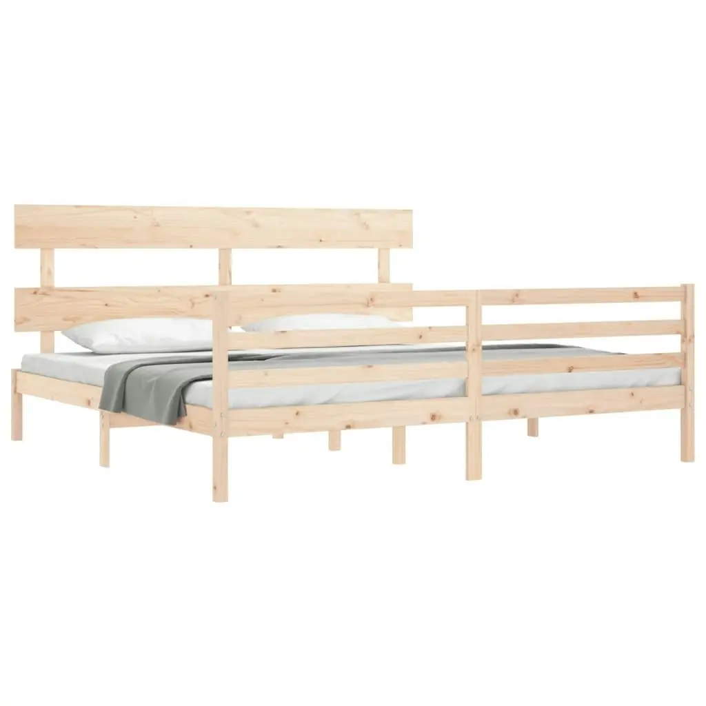 Bed Frame with Headboard 183x203 cm King Solid Wood 3195106