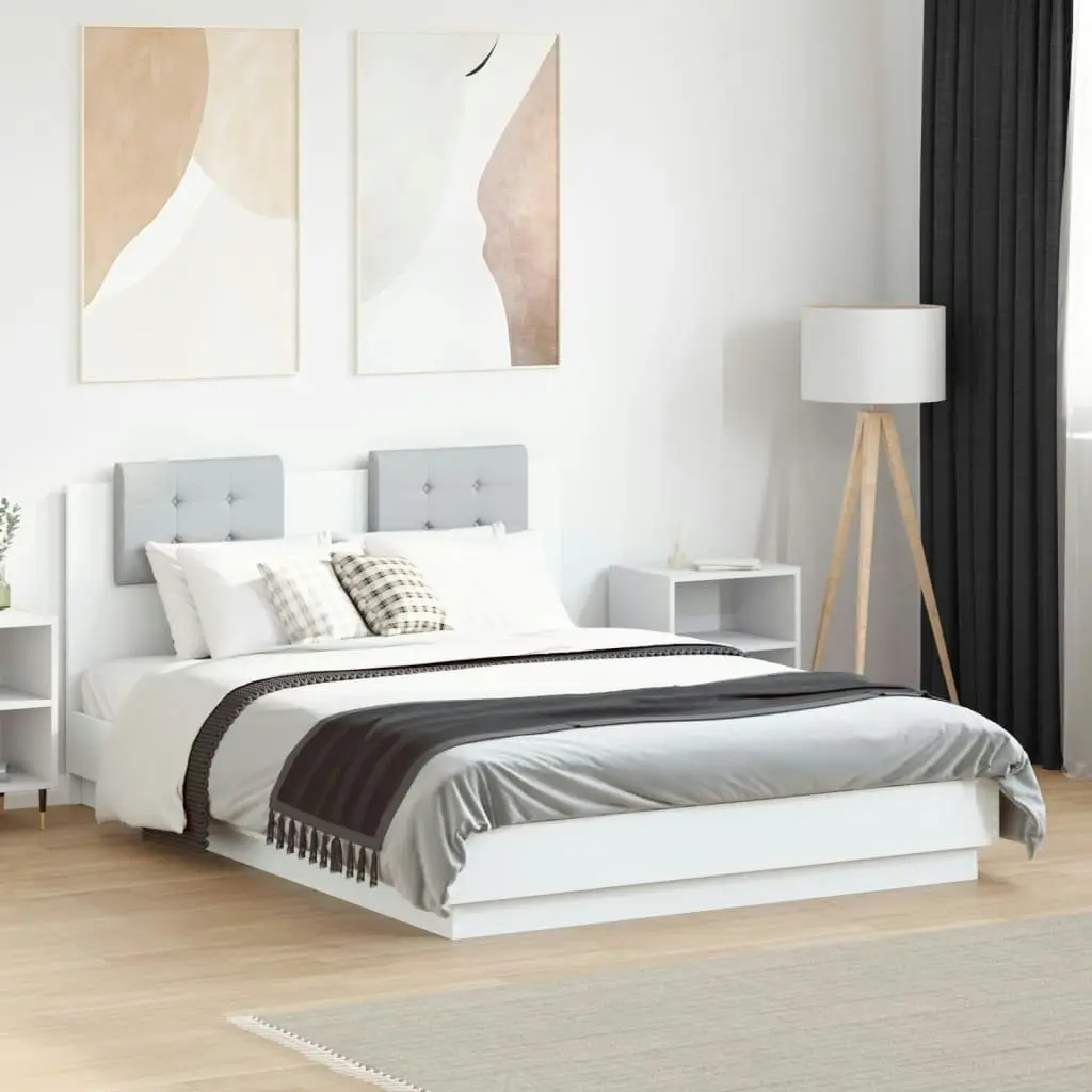 Bed Frame with Headboard White 135x190 cm Engineered Wood 3209954