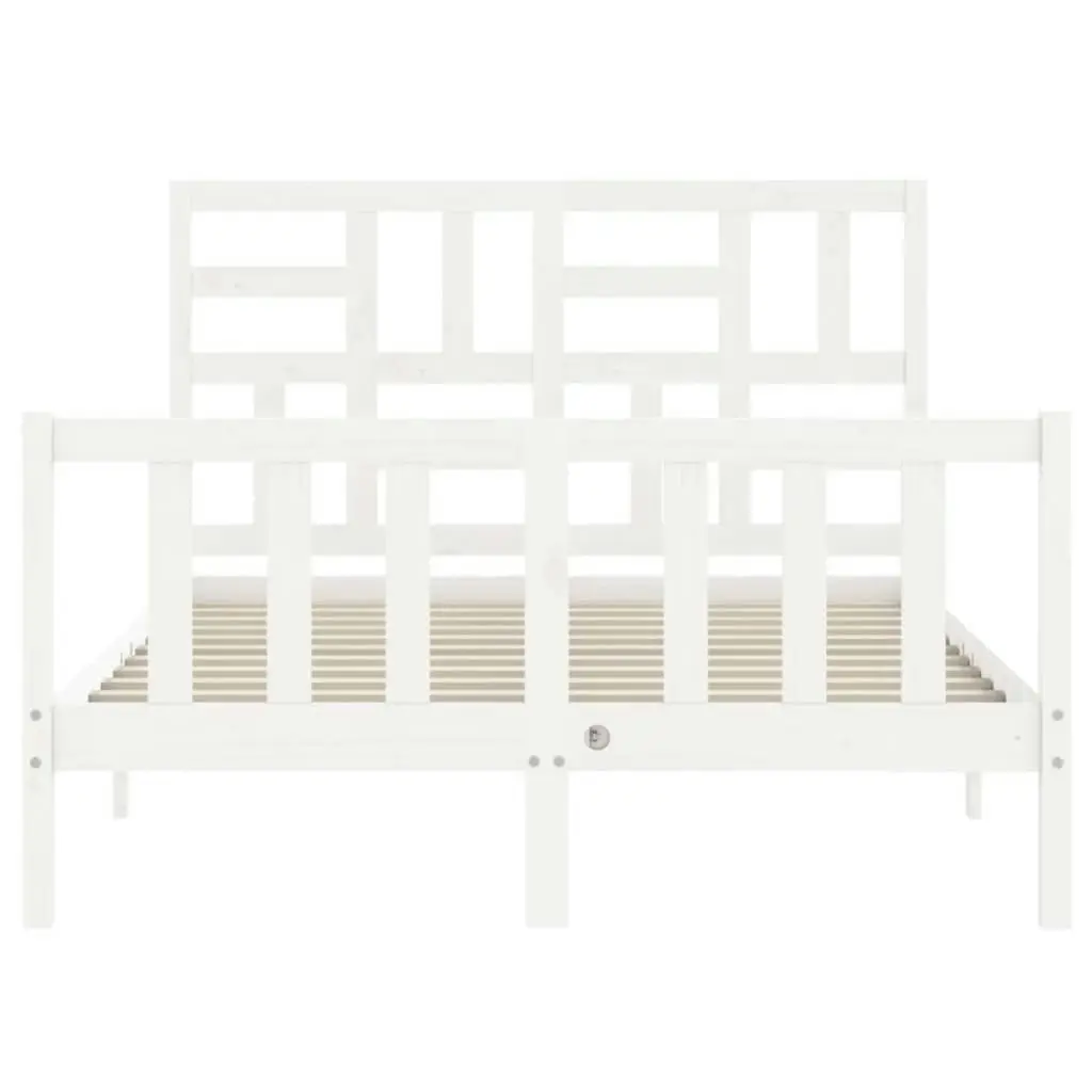 Bed Frame with Headboard White 137x187 cm Double Solid Wood 3193052