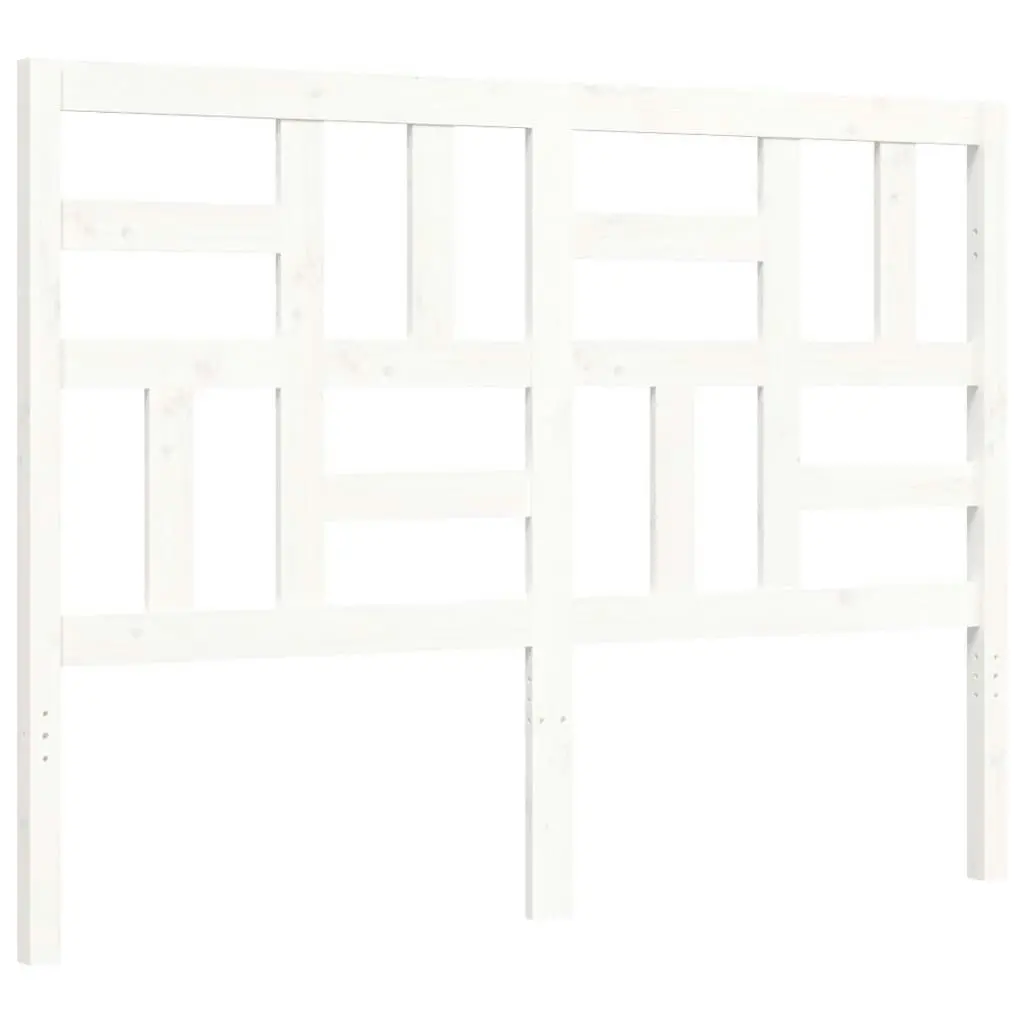 Bed Frame with Headboard White 137x187 cm Double Solid Wood 3193052