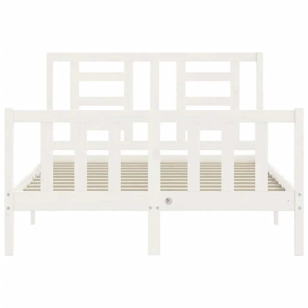 Bed Frame with Headboard White 137x187 cm Double Solid Wood 3192857