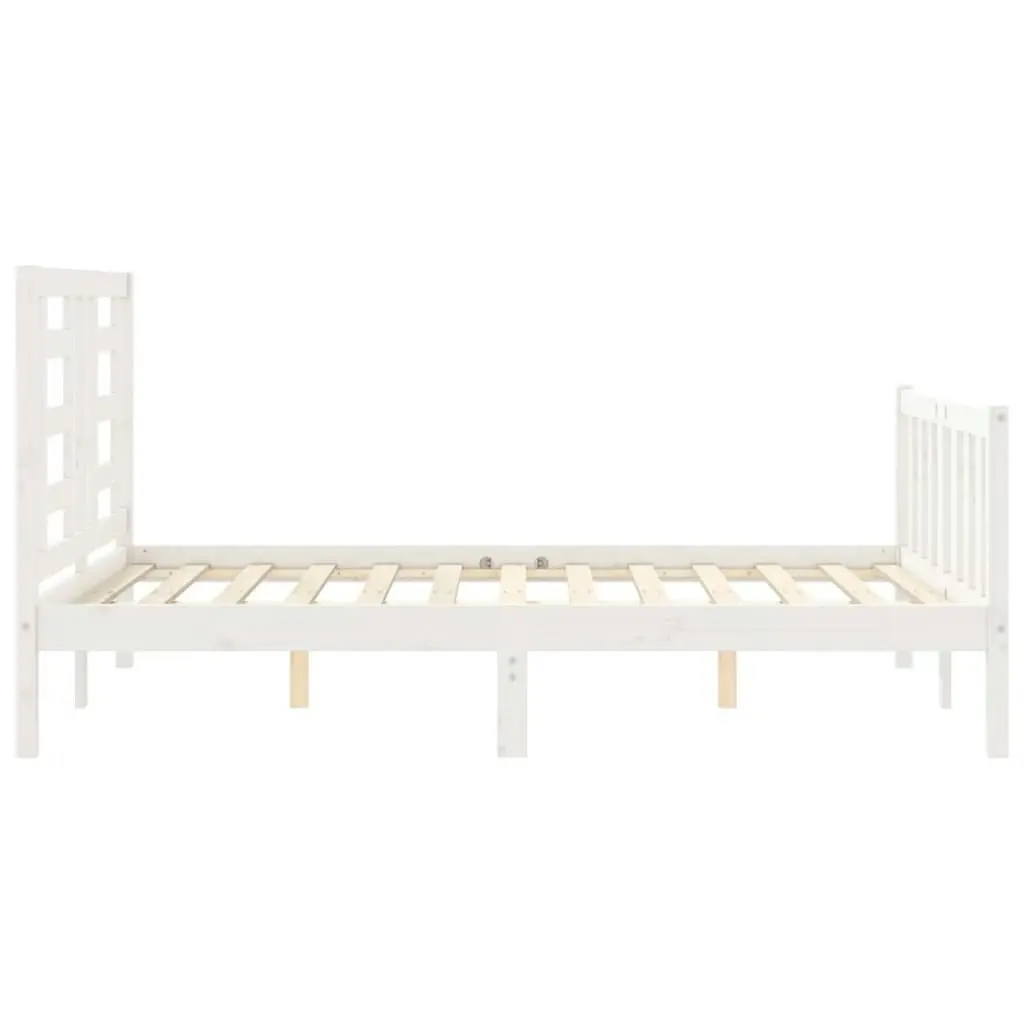 Bed Frame with Headboard White 137x187 cm Double Solid Wood 3192857