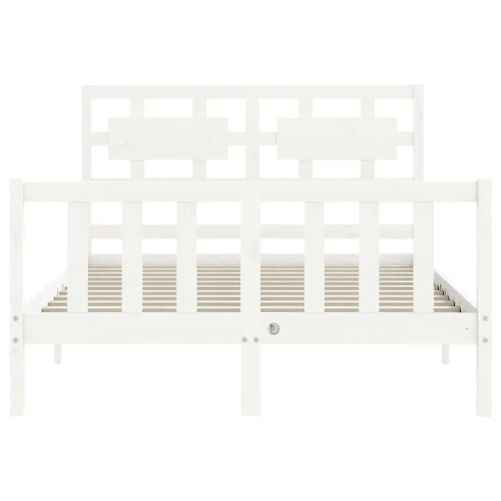 Bed Frame without Mattress White 135x190 cm Solid Wood Pine 3192532