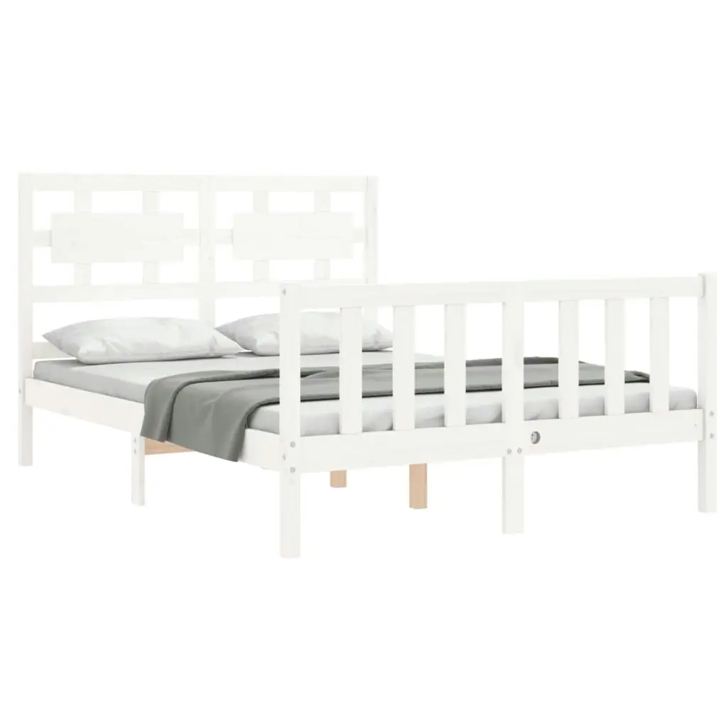 Bed Frame without Mattress White 135x190 cm Solid Wood Pine 3192532