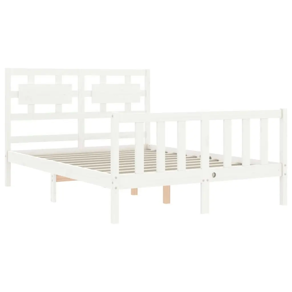 Bed Frame without Mattress White 135x190 cm Solid Wood Pine 3192532