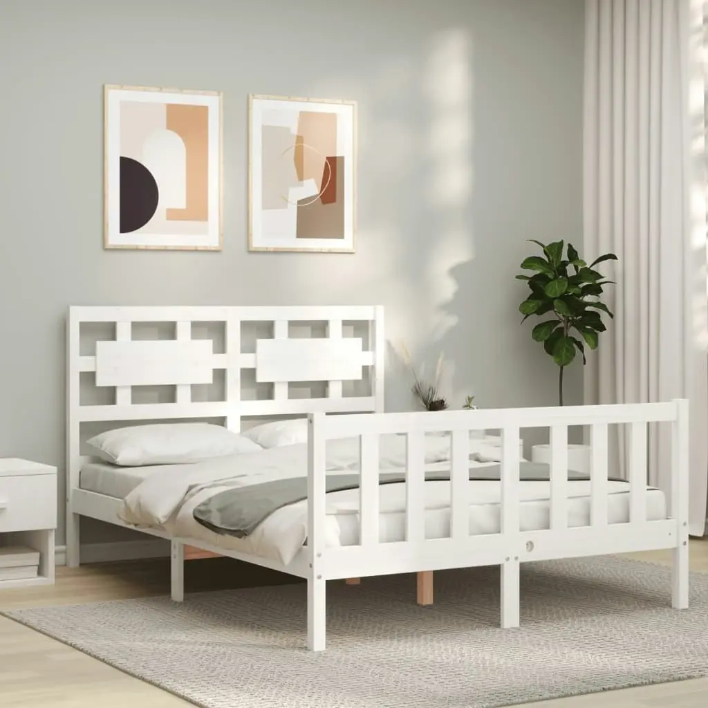 Bed Frame without Mattress White 135x190 cm Solid Wood Pine 3192532