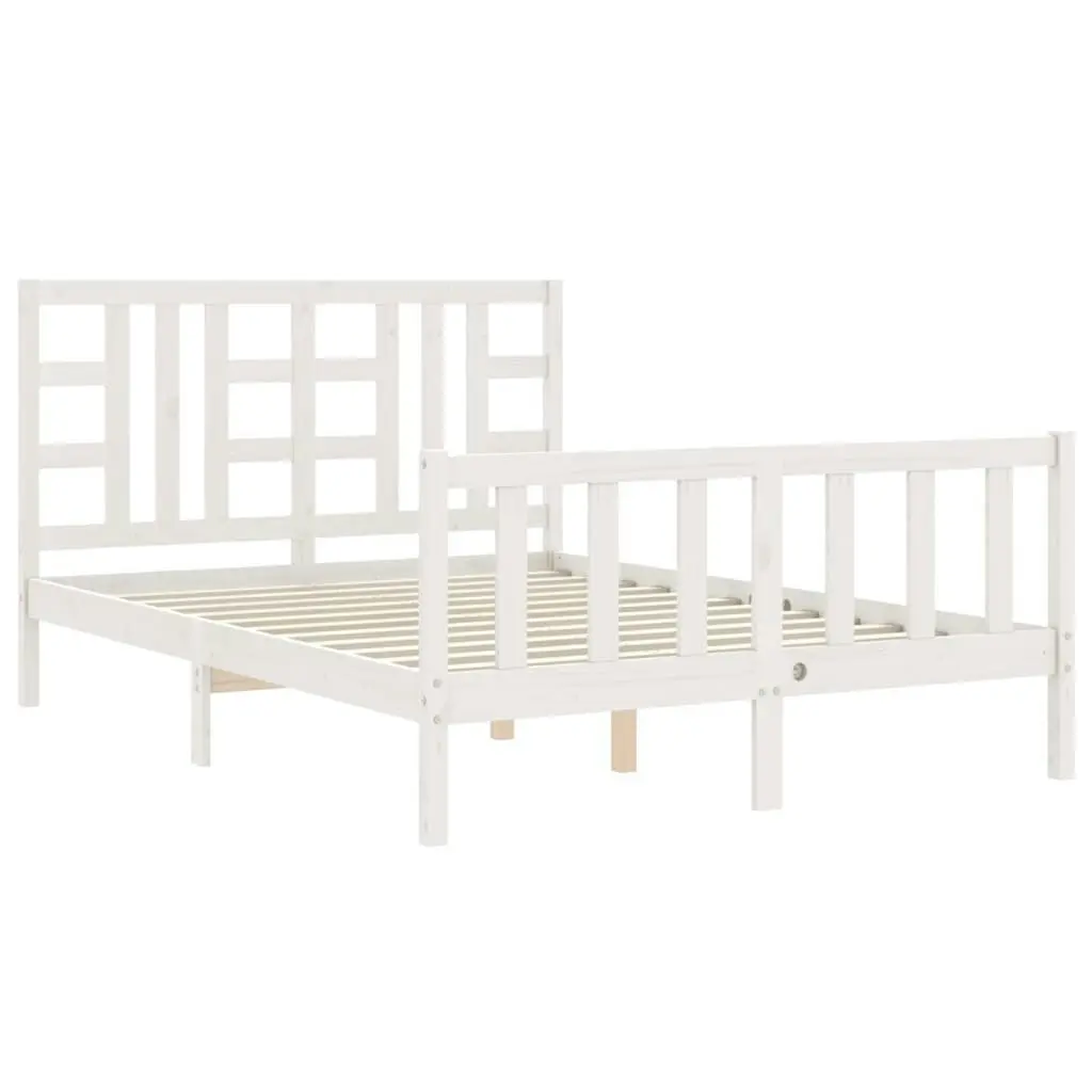 Bed Frame without Mattress White 135x190 cm Solid Wood Pine 3191947