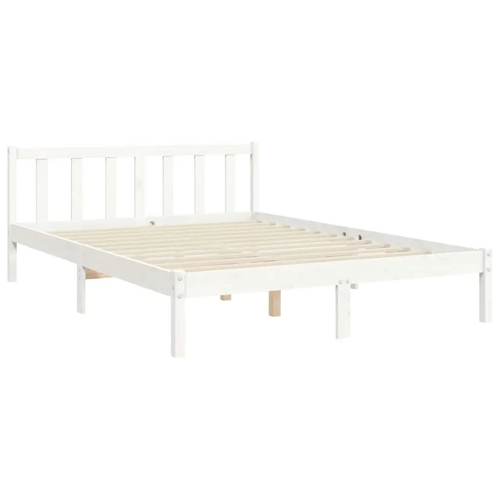 Bed Frame without Mattress White 135x190 cm Solid Wood Pine 3191947