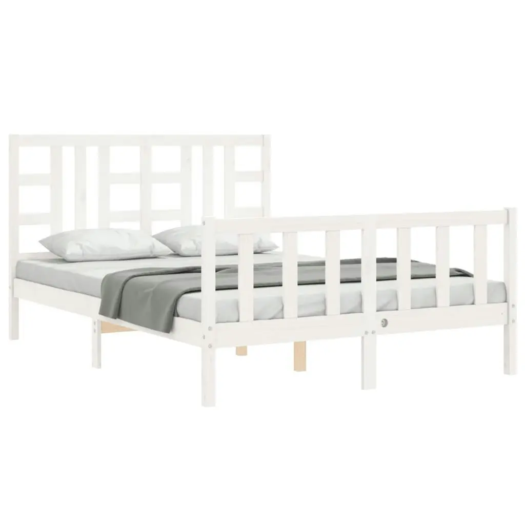 Bed Frame without Mattress White 135x190 cm Solid Wood Pine 3191947