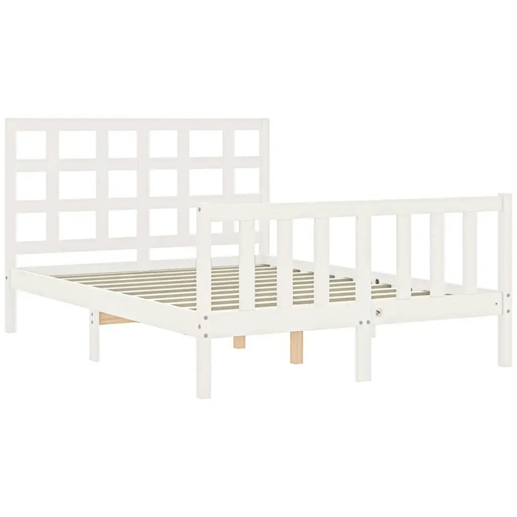 Bed Frame without Mattress White 135x190 cm Solid Wood Pine 3192077