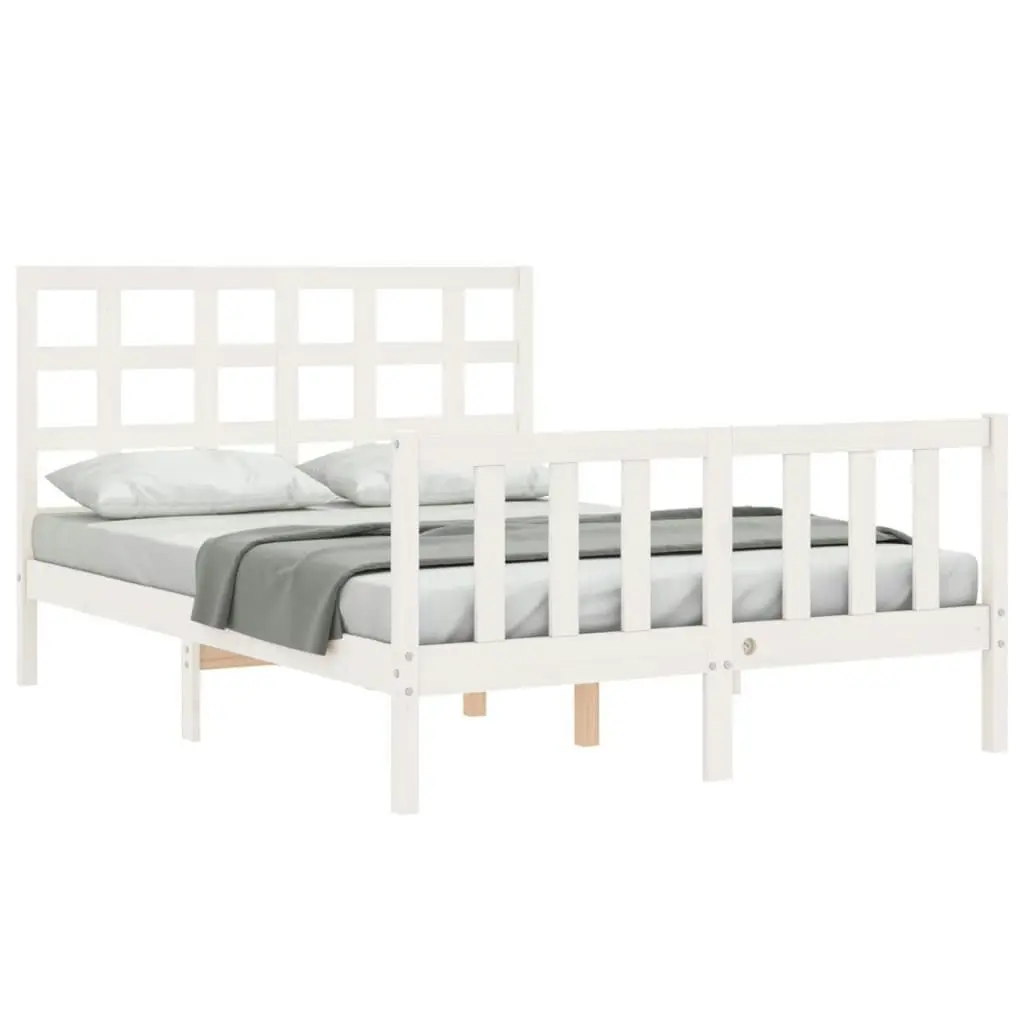 Bed Frame without Mattress White 135x190 cm Solid Wood Pine 3192077